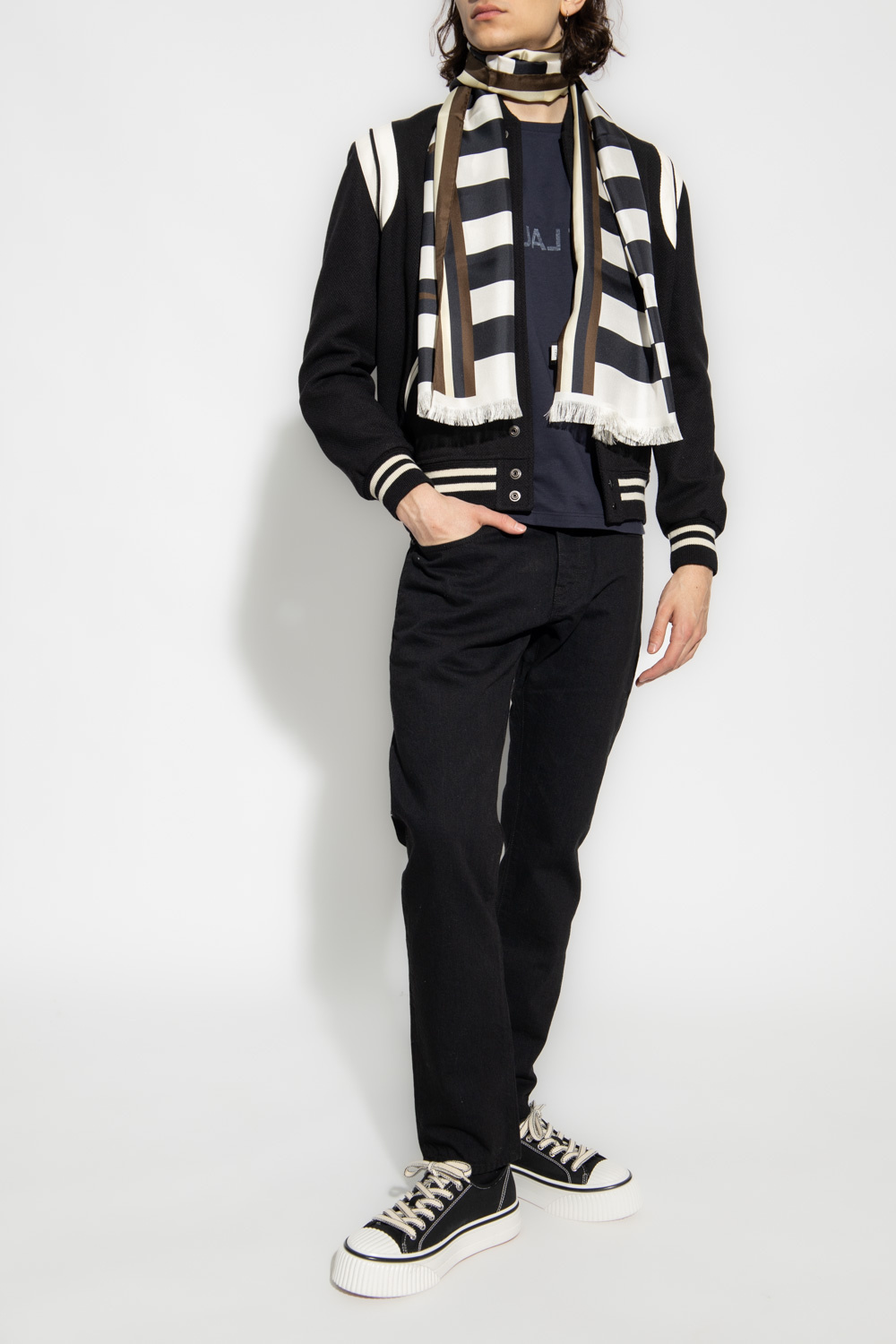 Navy blue T-shirt with logo Saint Laurent - Vitkac AS